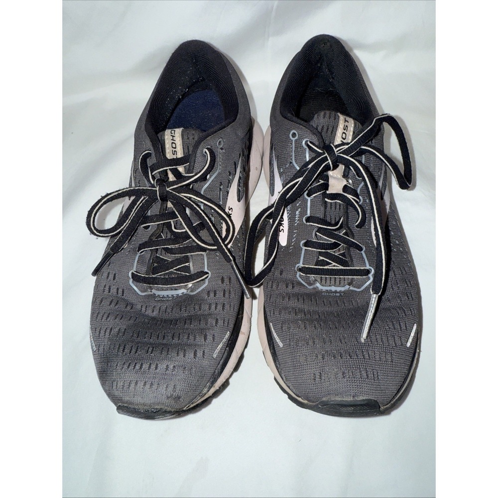 Brooks Ghost 13 Running Shoes Gray/Pink/Black Athletic Sneakers Womens Size 8 B - Picture 2 of 7